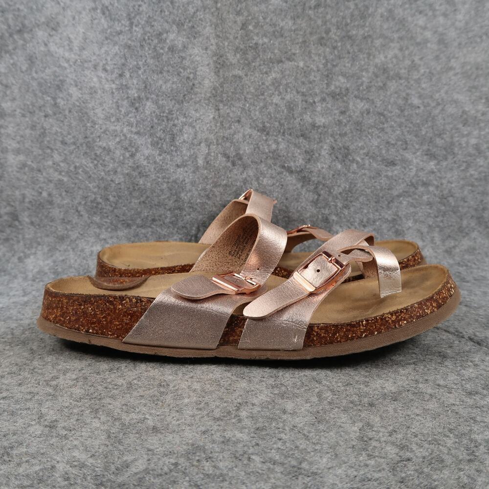 Casual Sandals Womens 7 Slip On Toe Ring Adjustable Buckle Straps Comfort Slide